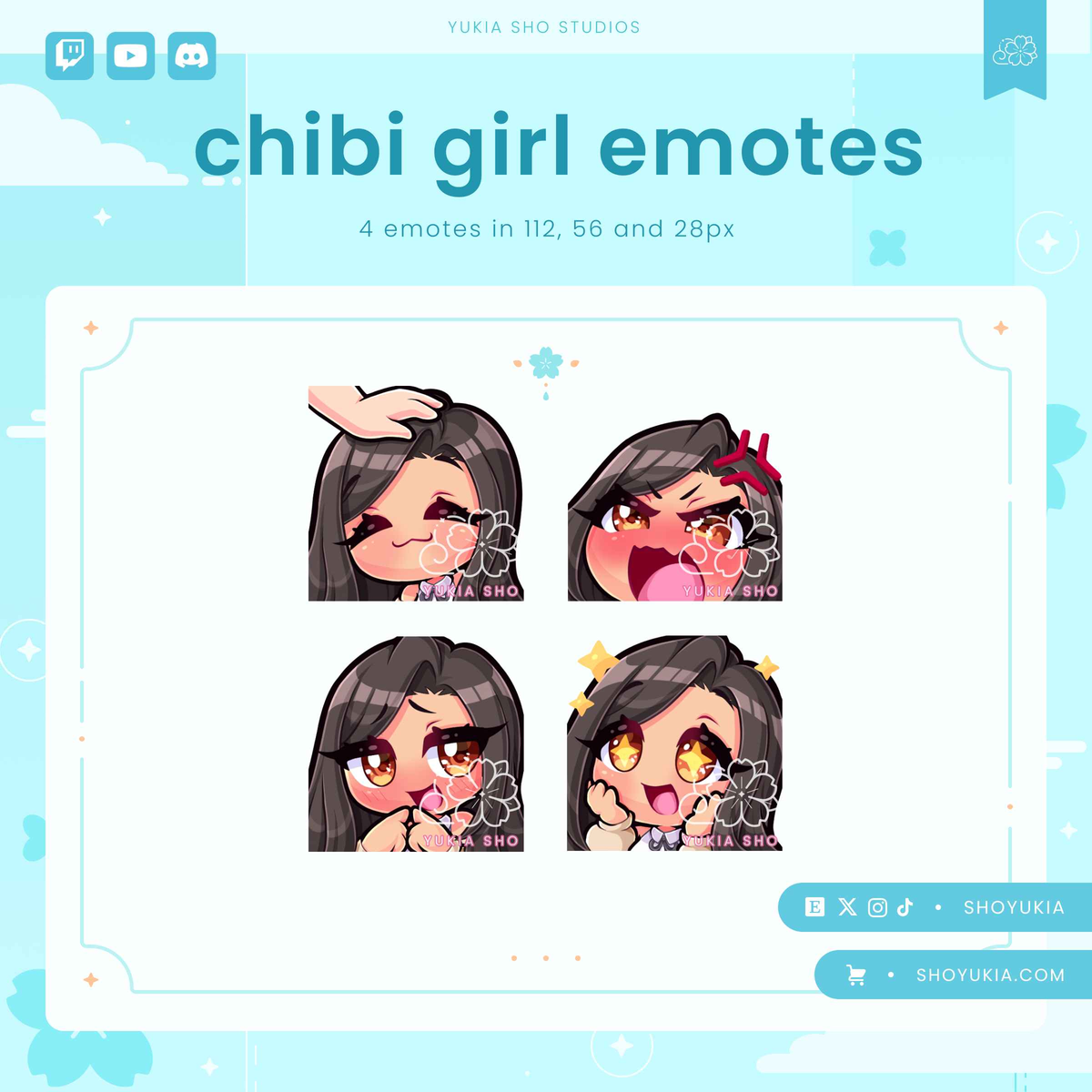 Black Hair Chibi Emotes (Set 2)
