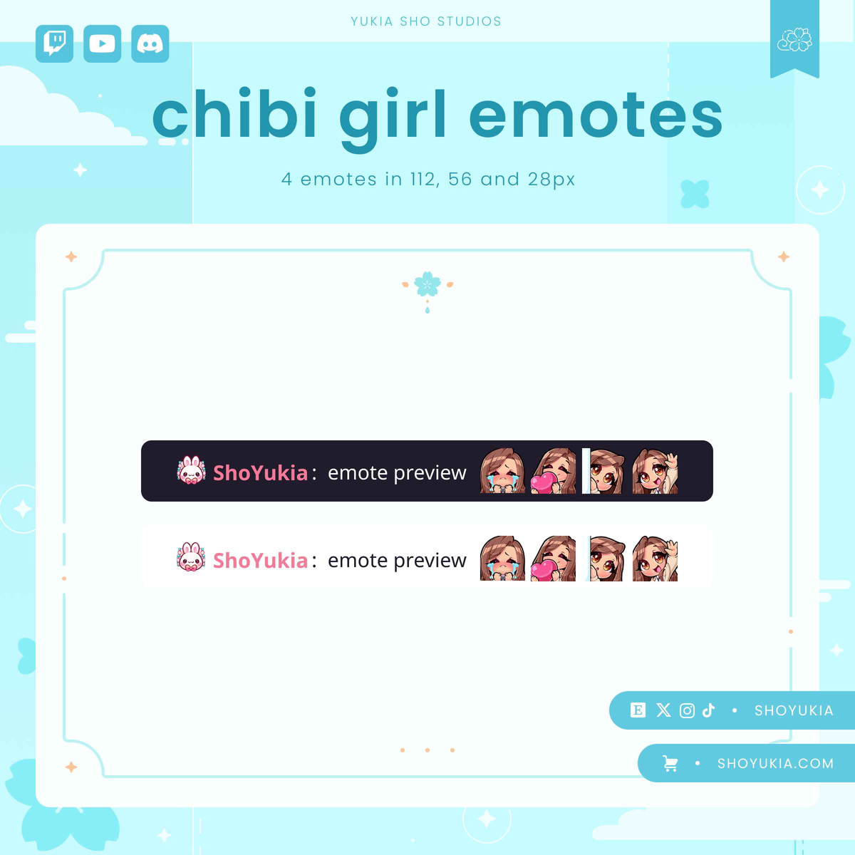Brunette Hair Chibi Emotes (Set 1)