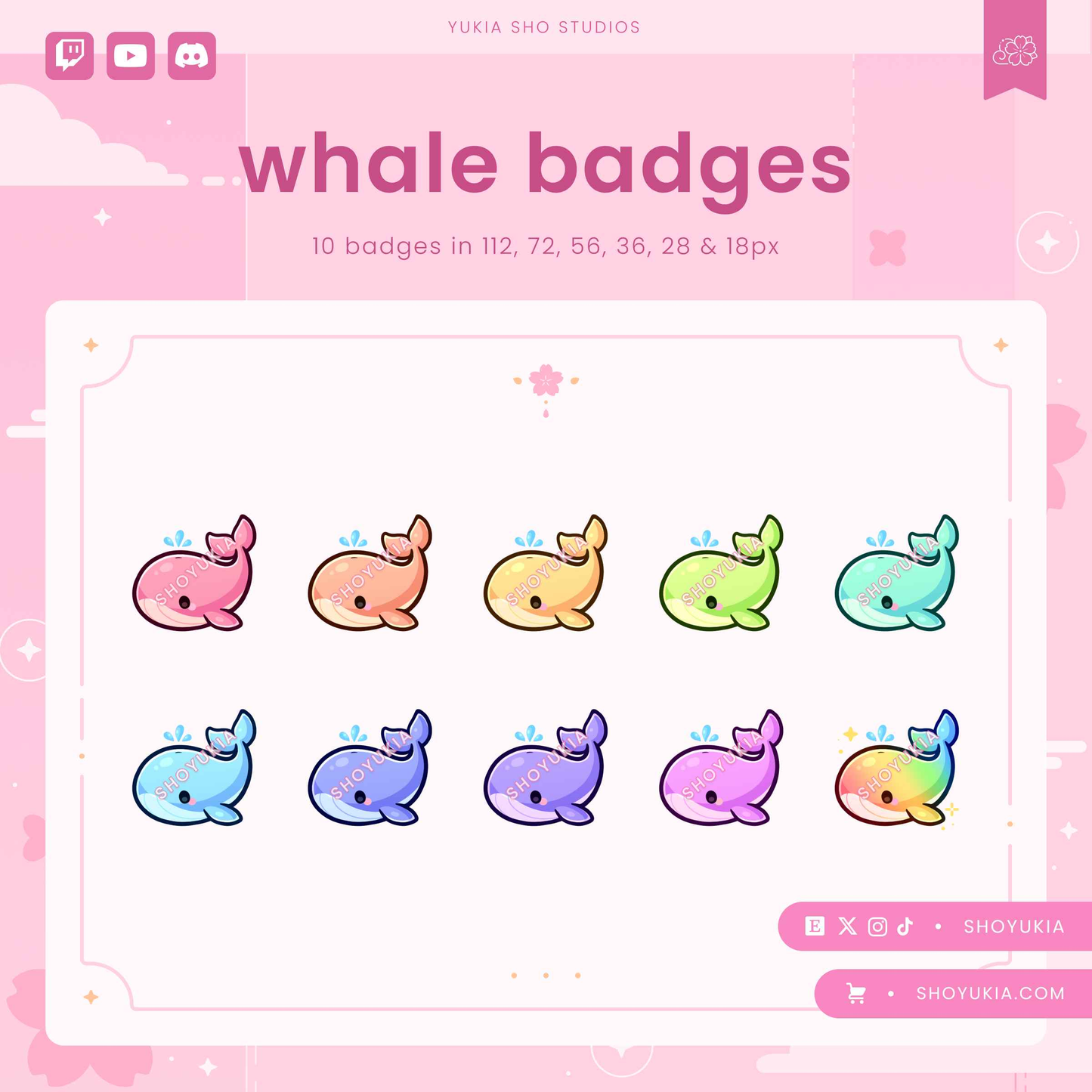 Kawaii Whale Sub Badges