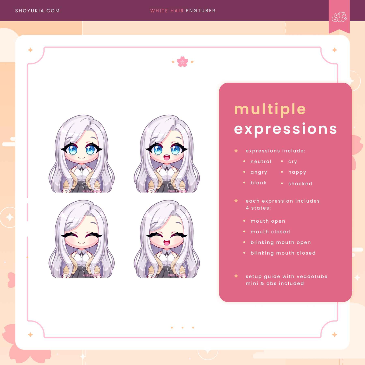 Long White Hair Chibi PNGTuber