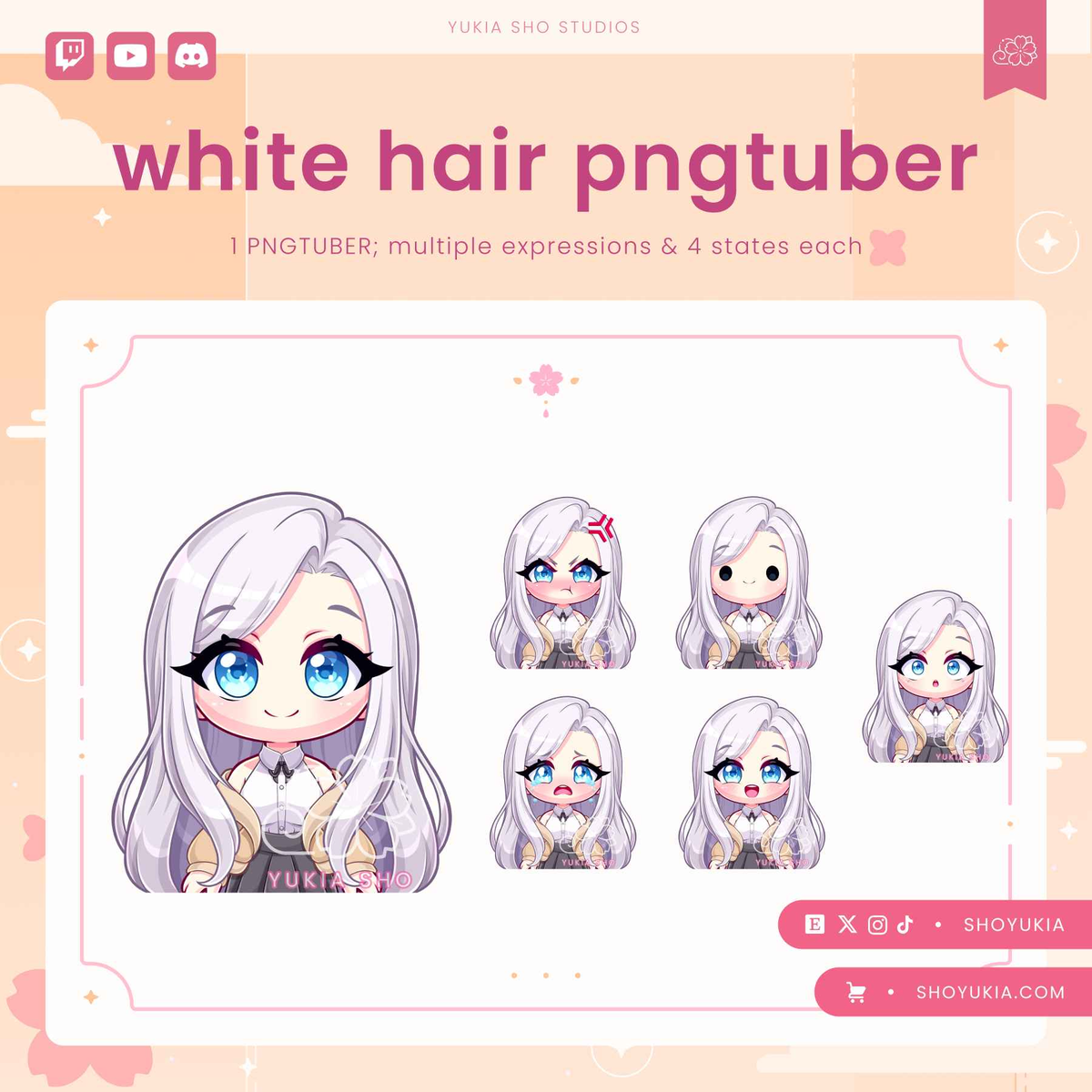 Long White Hair Chibi PNGTuber