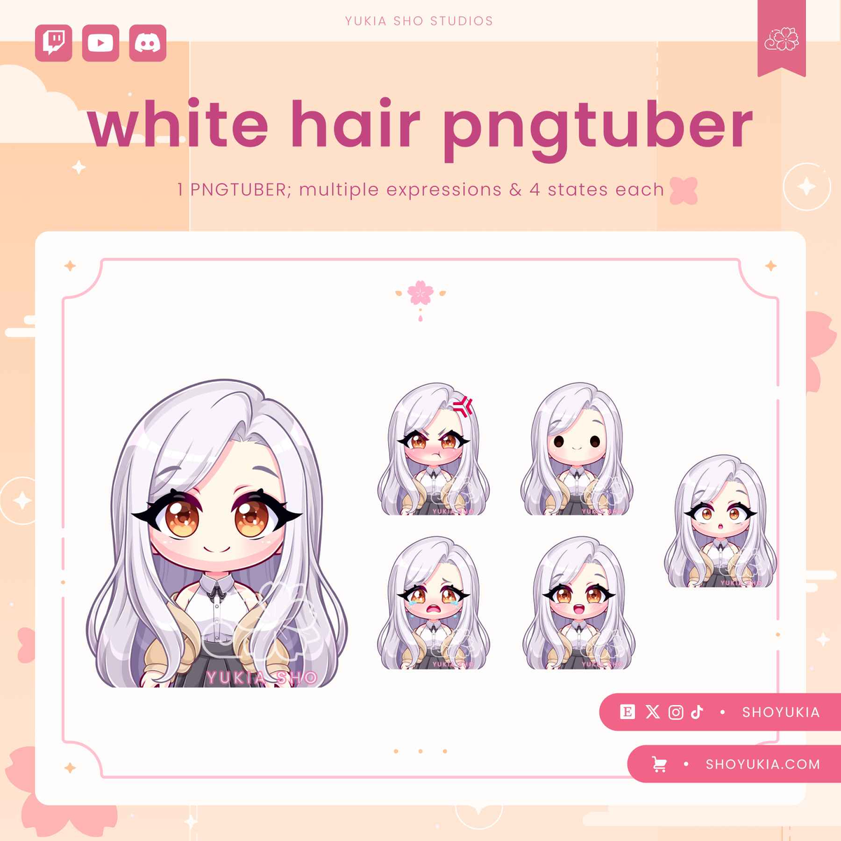 Long White Hair Chibi PNGTuber