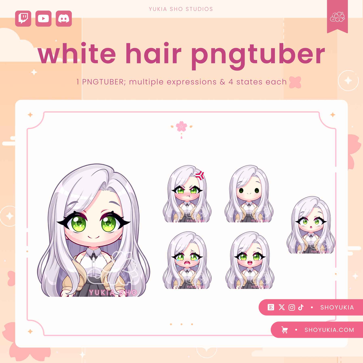 Long White Hair Chibi PNGTuber
