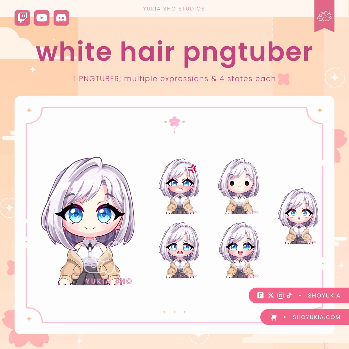 Short White Hair Chibi PNGTuber