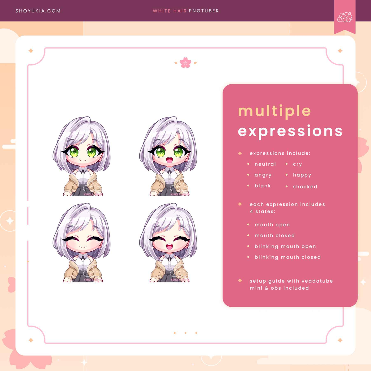 Short White Hair Chibi PNGTuber