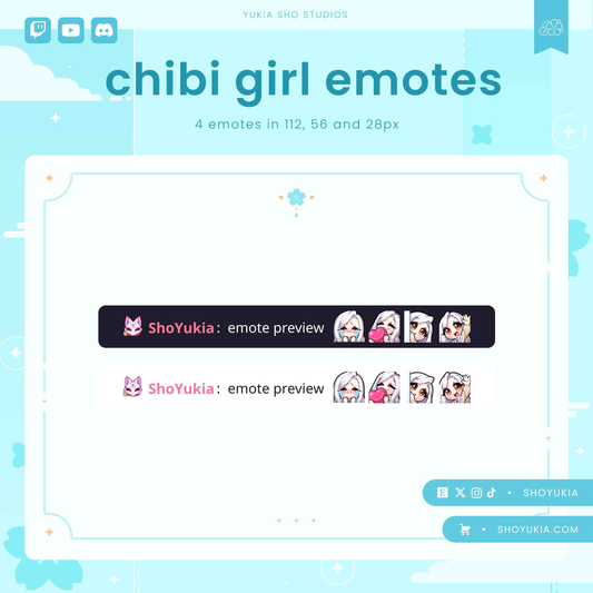 White Hair Chibi Emotes (Set 1)