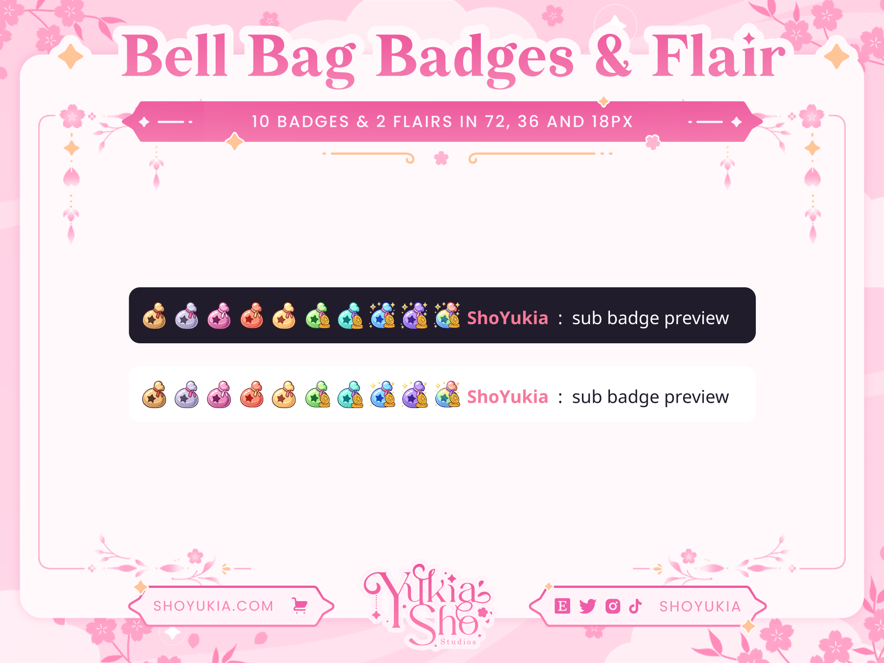 Animal Crossing Bell Bag Sub Badges & Flair - Yukia Sho Studios