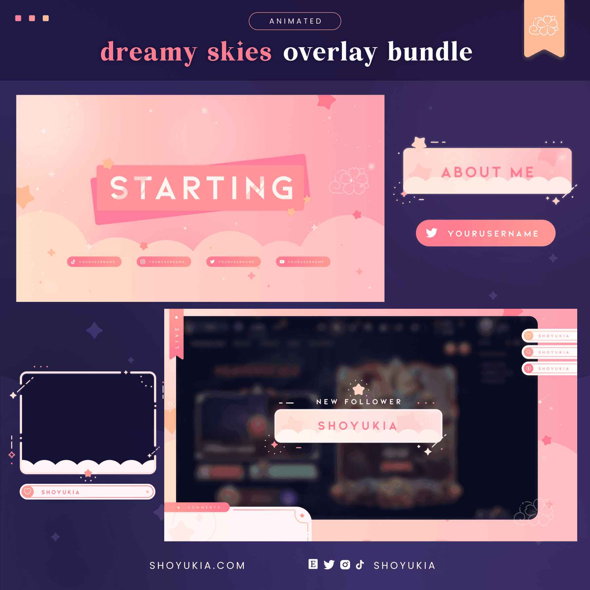 Animated Dreamy Skies (Pink) Overlay Package