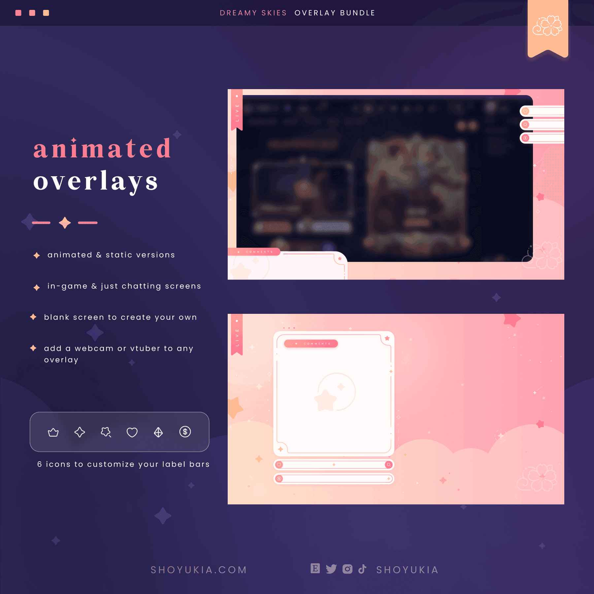 Animated Dreamy Skies (Pink) Overlay Package