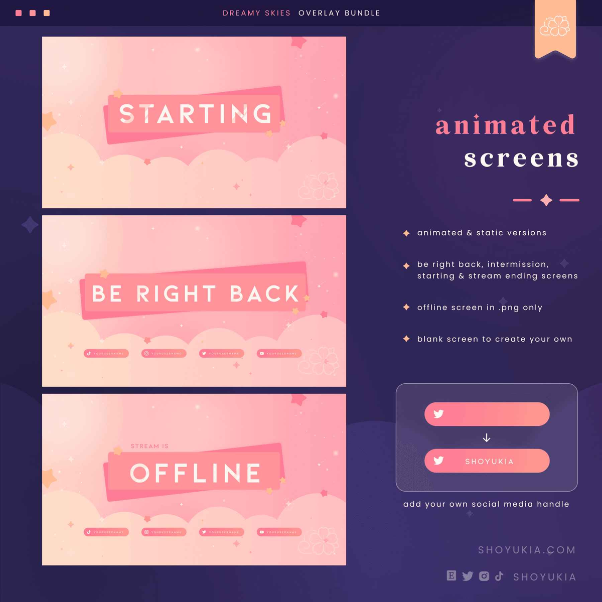 Animated Dreamy Skies (Pink) Overlay Package