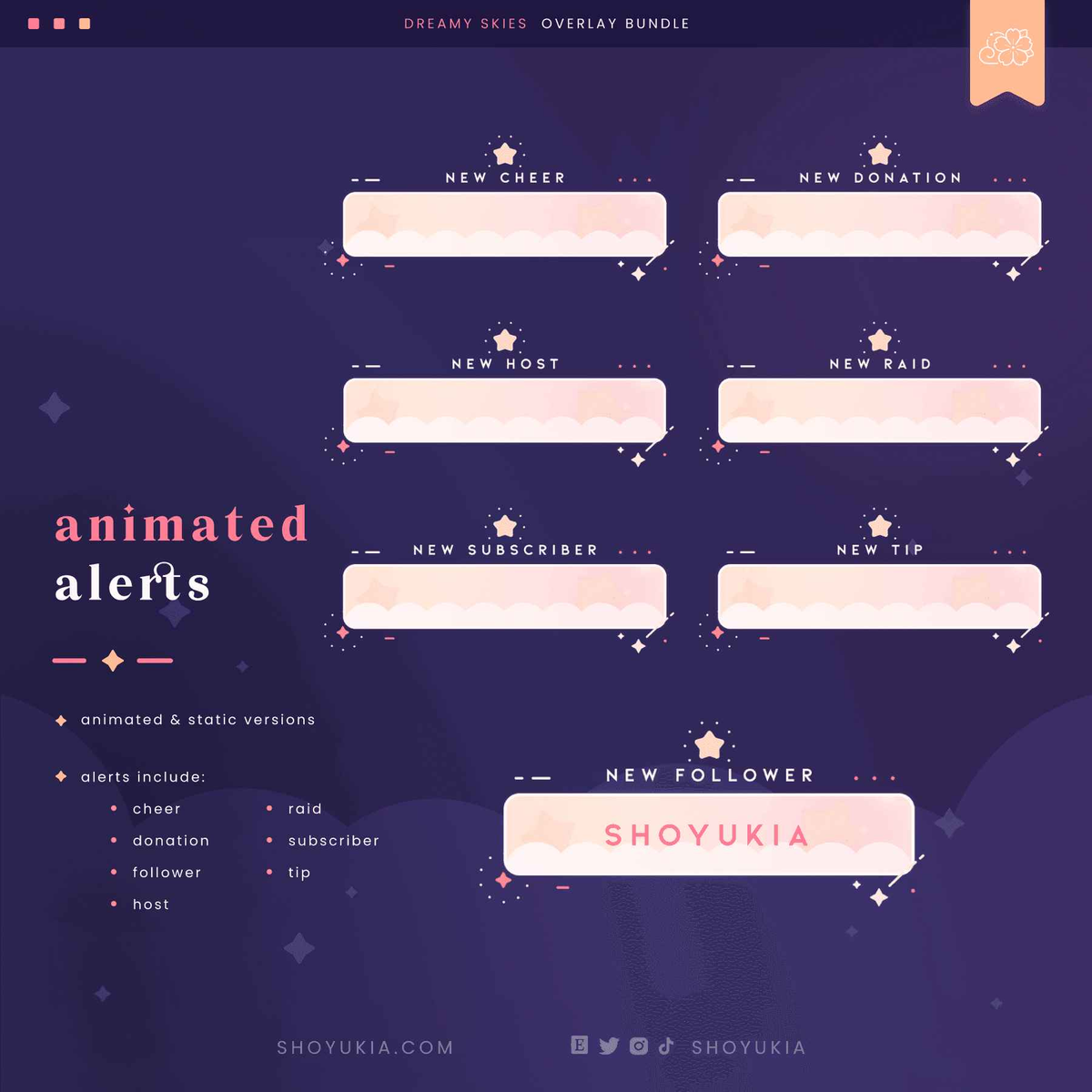 Animated Dreamy Skies (Pink) Overlay Package