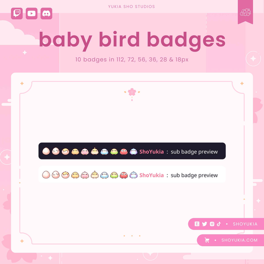 Kawaii Baby Bird Sub Badges