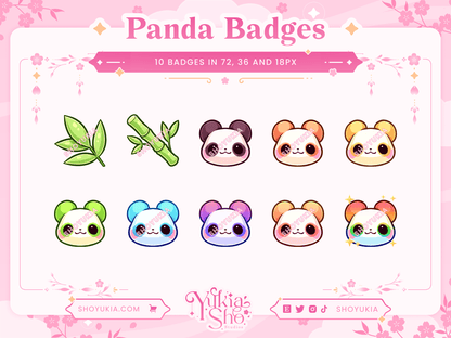 Kawaii Panda Sub Badges - Yukia Sho Studios