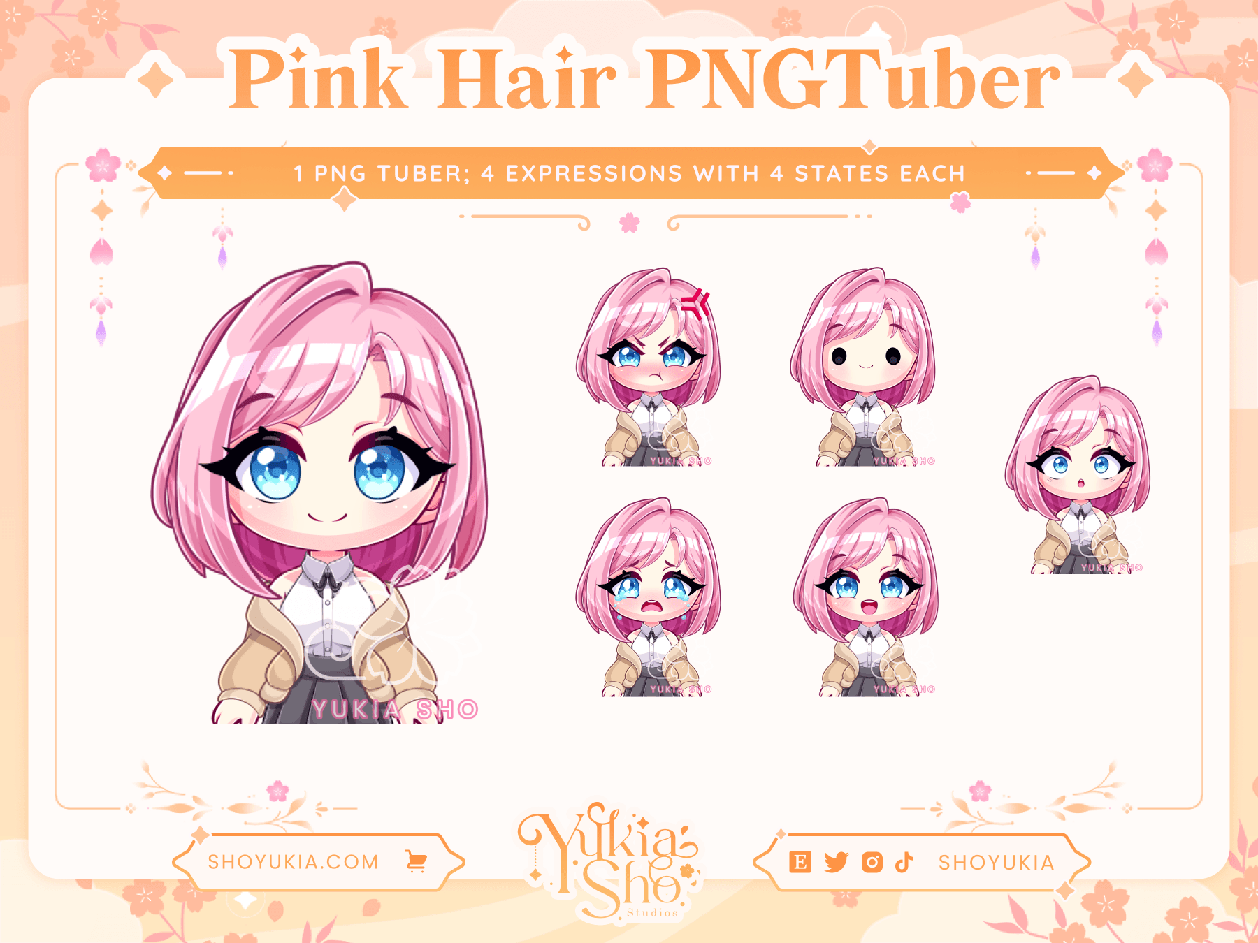 Short Pink Hair Chibi Stream PNGTuber – Yukia Sho Studios Ltd.