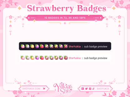 Strawberry Sub Badges - Yukia Sho Studios