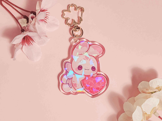 Suzumi Bunny Heart 2.5" Acrylic Keychain Charm