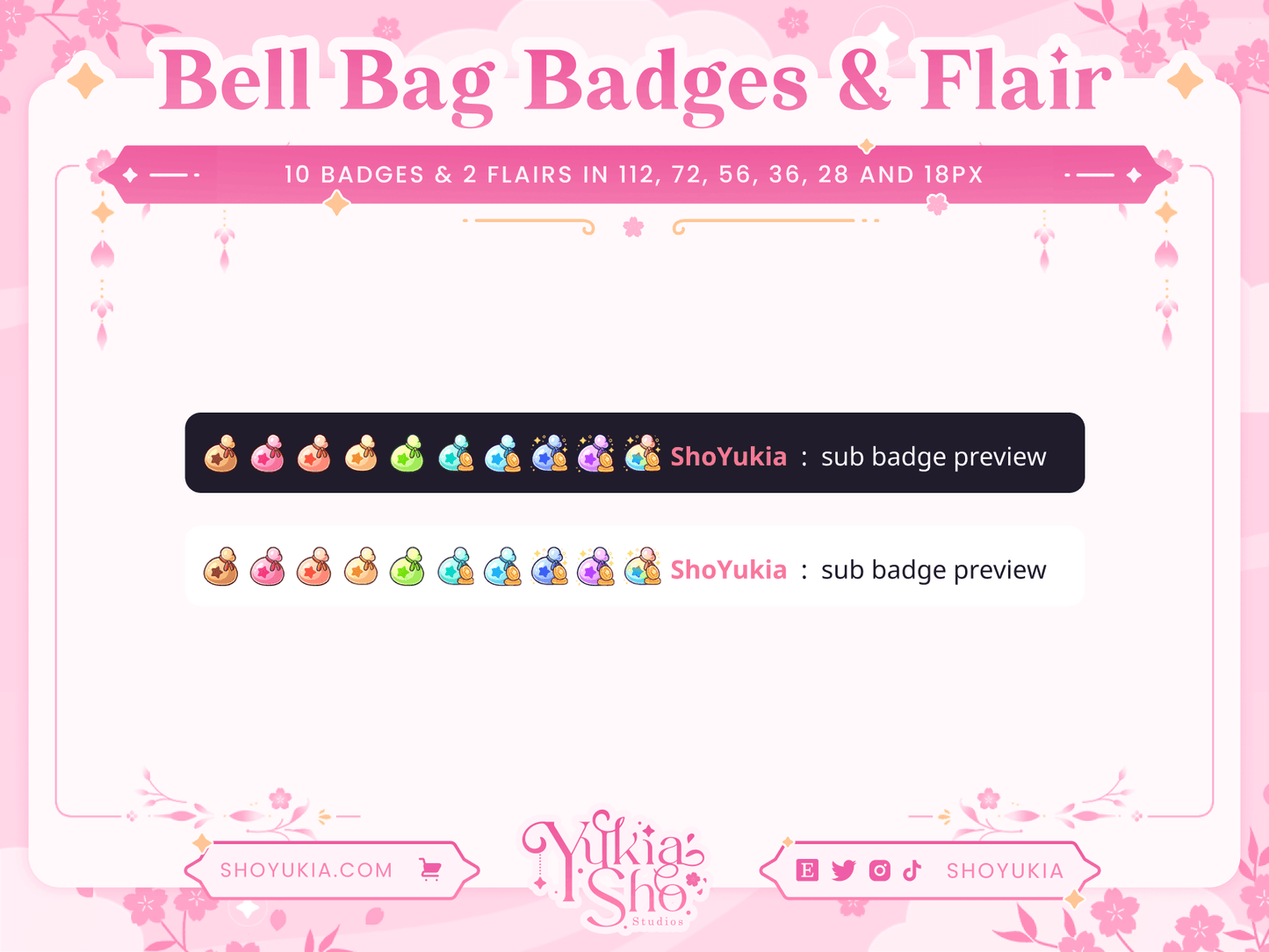 Insignias secundarias de Animal Crossing Bell Bag y Flair para Twitch / YouTube