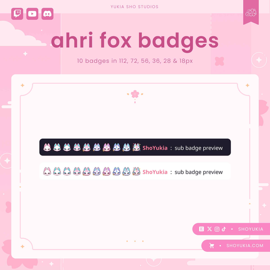 League of Legends Ahri Spirit Blossom Fox Sub Badges