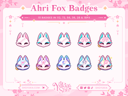 Insignias de League of Legends Ahri Spirit Blossom Fox Para Twitch/YouTube/Discord