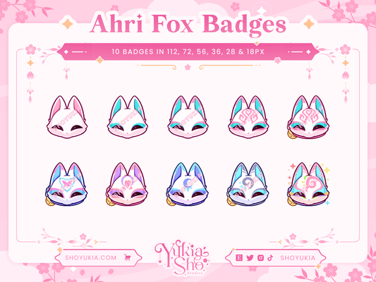 リーグ・オブ・レジェンドAhri Spirit Blossom Fox Sub Badges for Twitch / YouTube / Discord