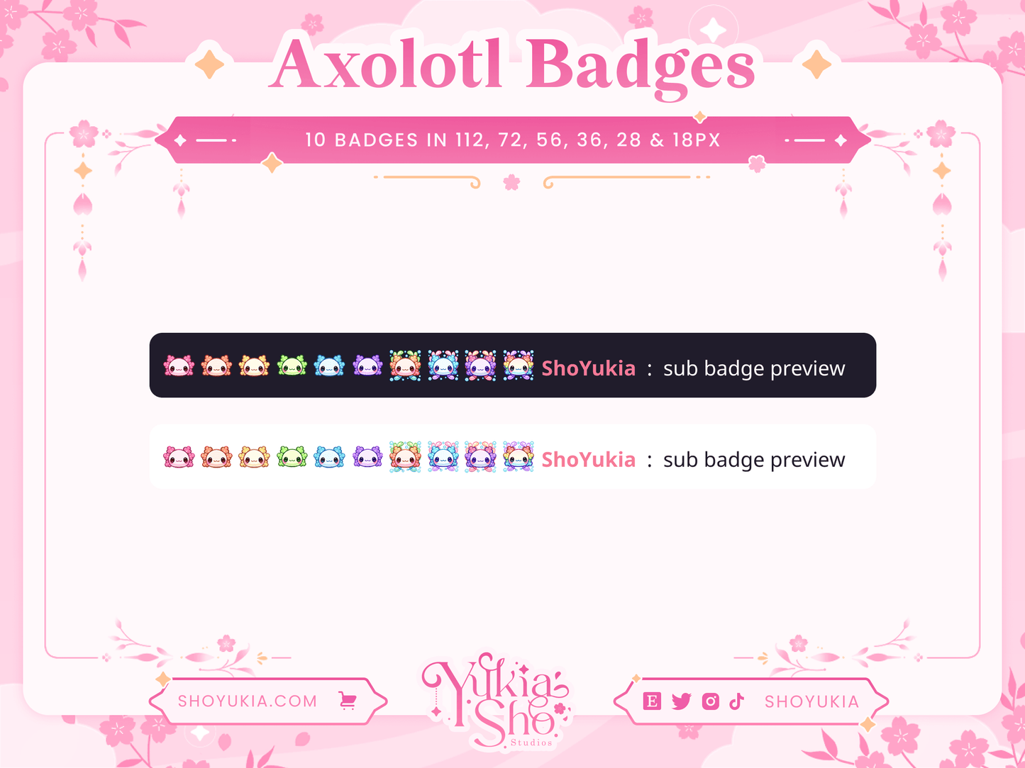 Kawaii Axolotl Sub Badges