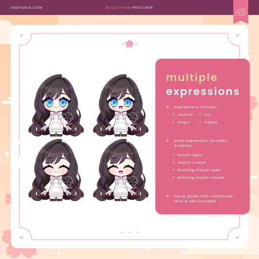 Long Black Hair Chibi PNGTuber