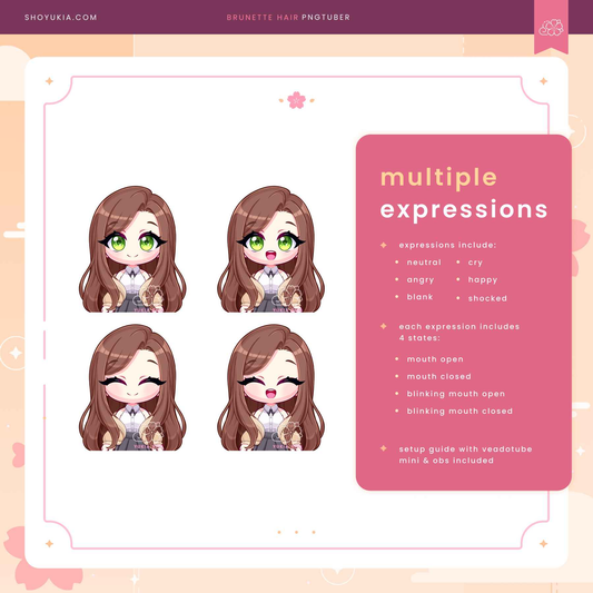 Long Brunette Hair Chibi PNGTuber