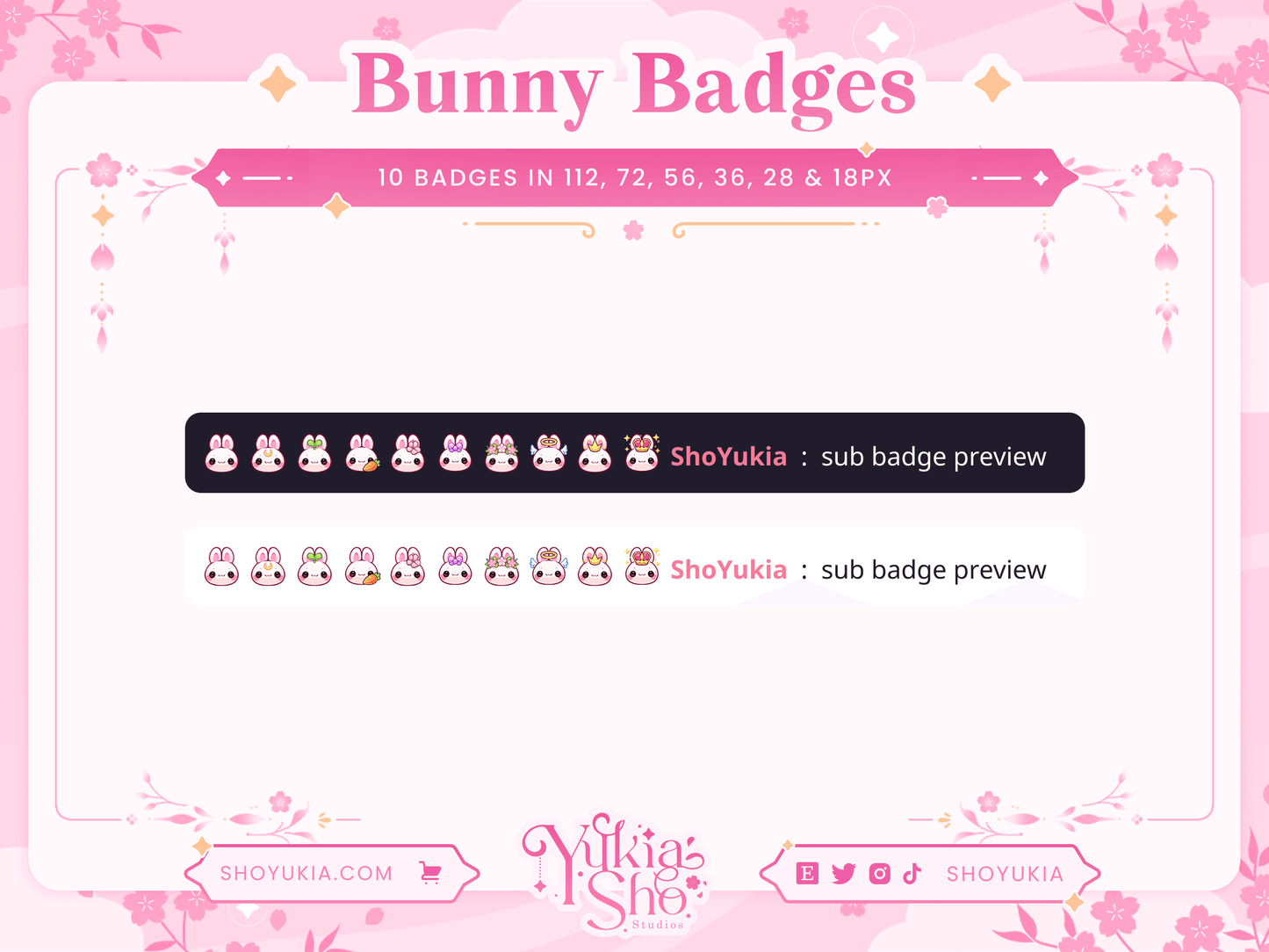 Insignias de Bunny Sub para Twitch/YouTube/Discord