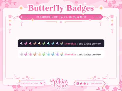 Insignias de Butterfly Sub para Twitch/YouTube/Discord