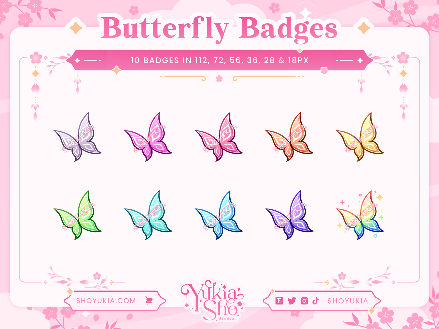 Insignias de Butterfly Sub para Twitch/YouTube/Discord