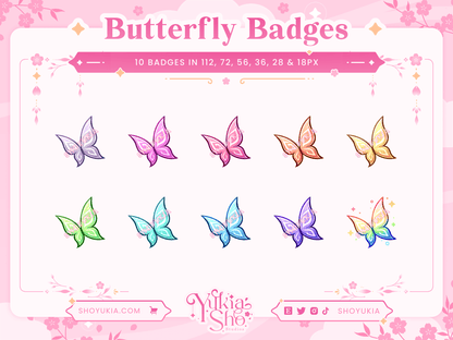 Insignias de Butterfly Sub para Twitch/YouTube/Discord