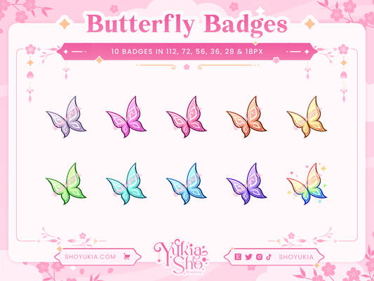 Badges d'abonnement papillon pour Twitch/YouTube/Discord