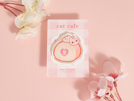 Cat Cafe Cake Roll 1.5"Acrylic Pin