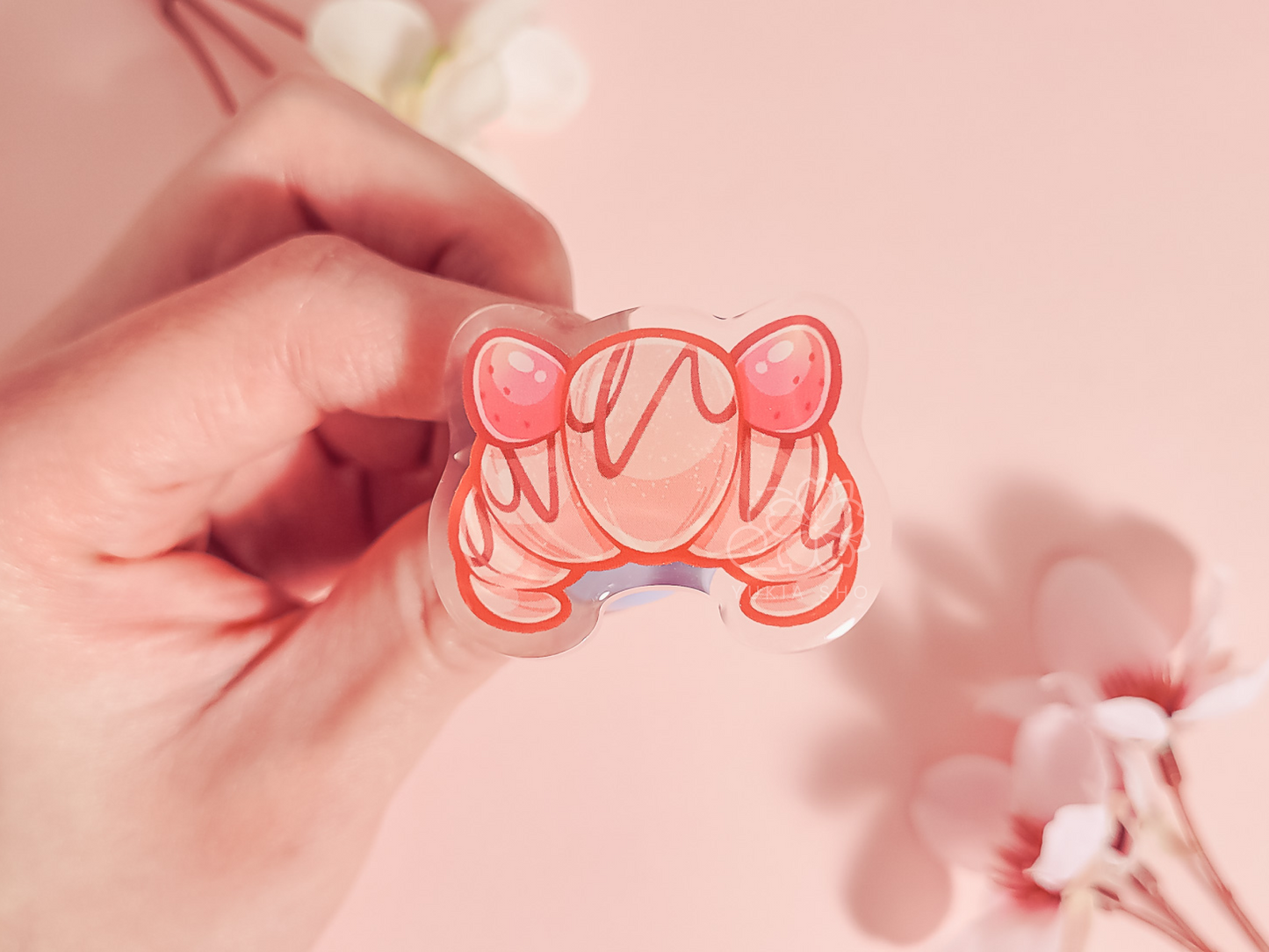 Cat Cafe Croissant 1.5"Acrylic Pin