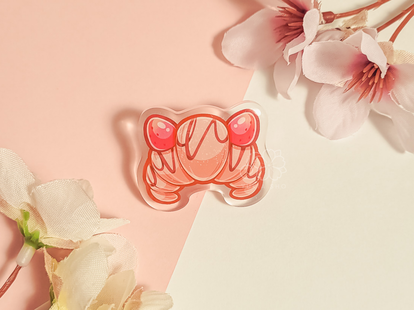 Cat Cafe Croissant 1.5"Acrylic Pin