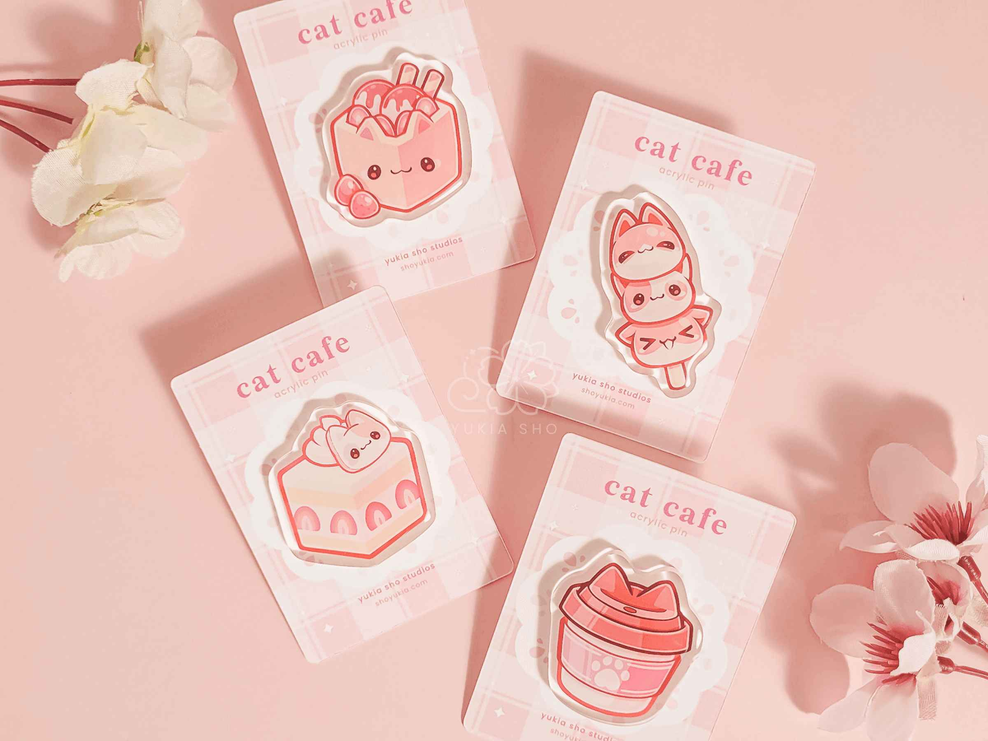 Cat Cafe 1.5"Acrylic Pin Bundle