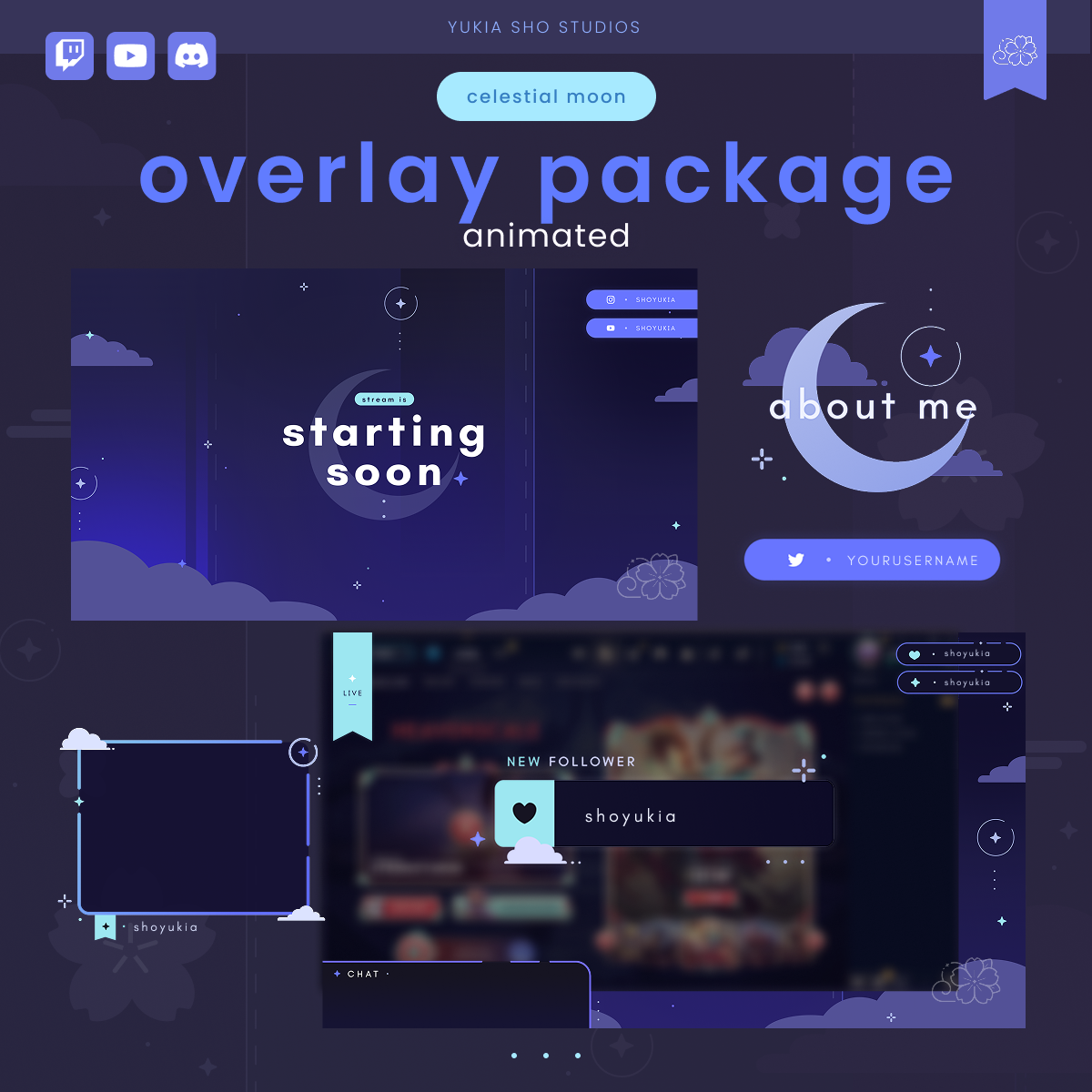 Animated Celestial Moon (Blue) Overlay Package