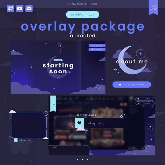 Animated Celestial Moon (Blue) Overlay Package