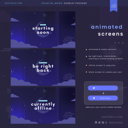 Animated Celestial Moon (Blue) Overlay Package