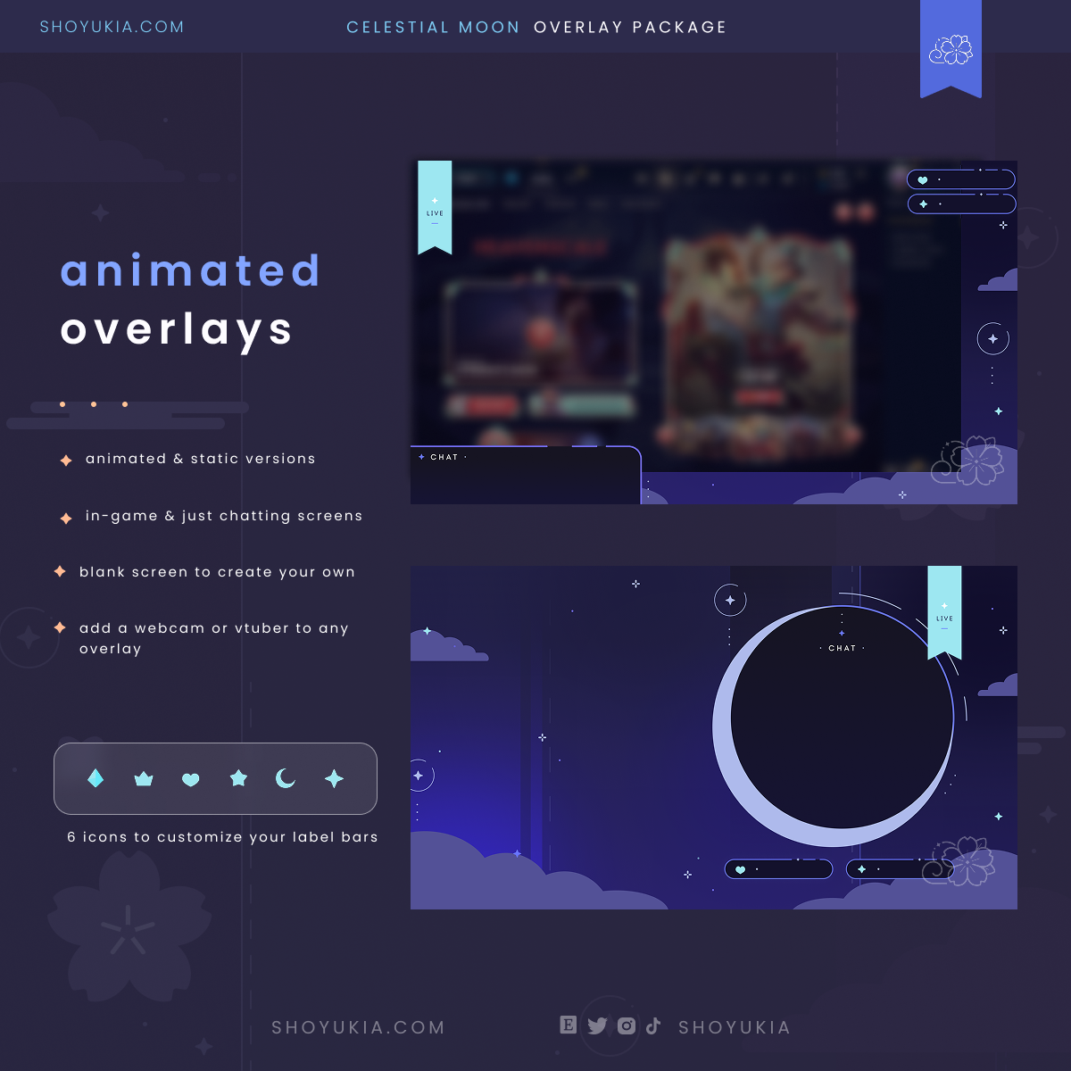 Animated Celestial Moon (Blue) Overlay Package