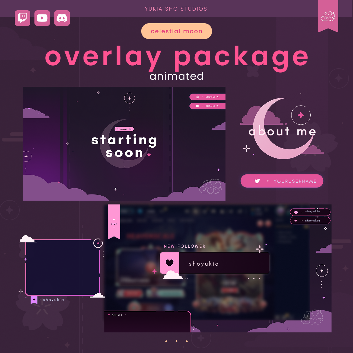 Animated Celestial Moon (Pink) Overlay Package
