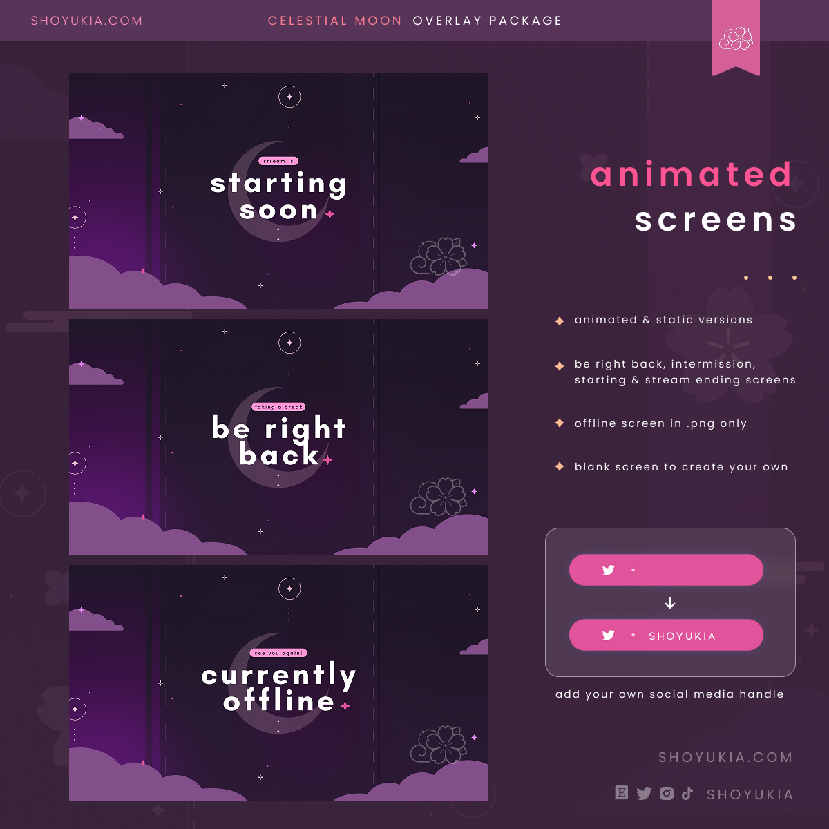 Animated Celestial Moon (Pink) Overlay Package