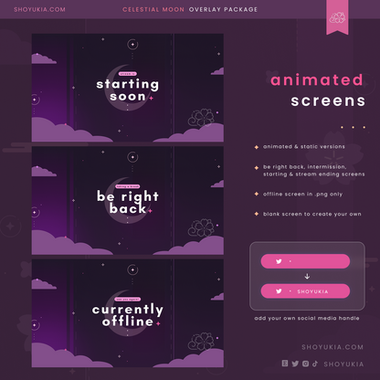 Animated Celestial Moon (Pink) Overlay Package