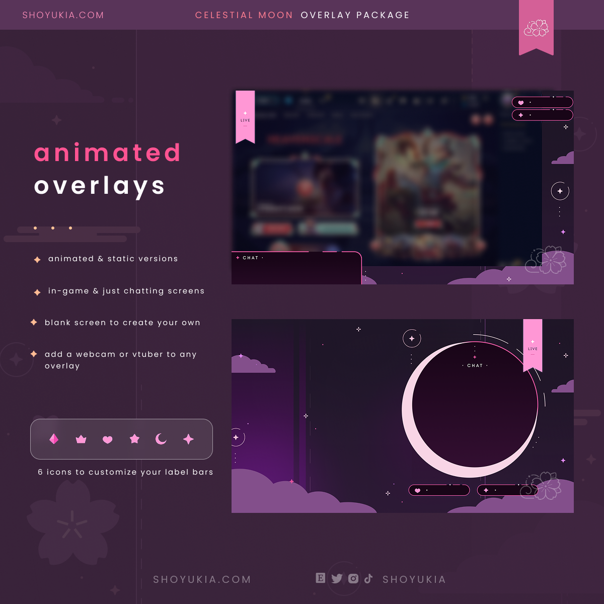 Animated Celestial Moon (Pink) Overlay Package