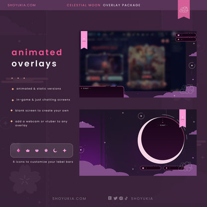 Animated Celestial Moon (Pink) Overlay Package