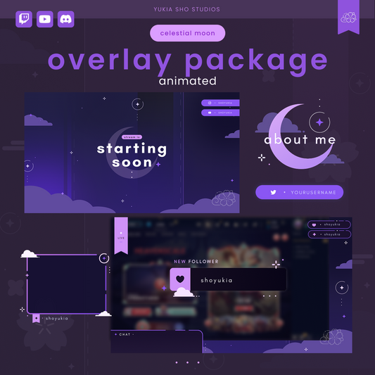 Animated Celestial Moon (Purple) Overlay Package