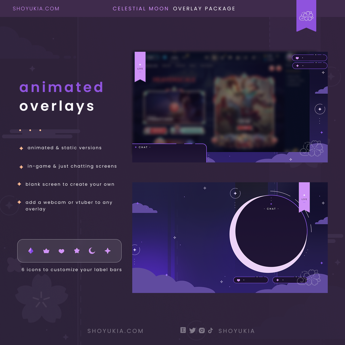 Animated Celestial Moon (Purple) Overlay Package