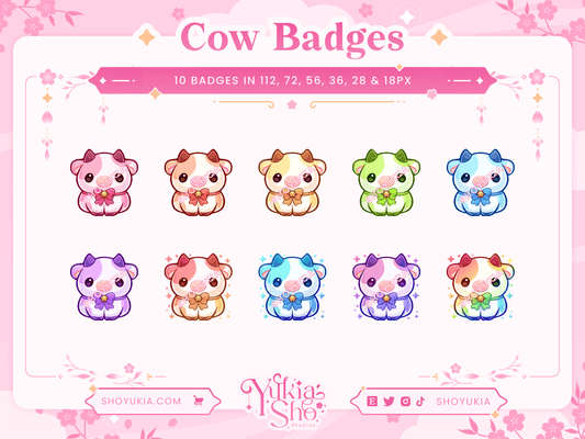 Kawaii Cow Sub Badges