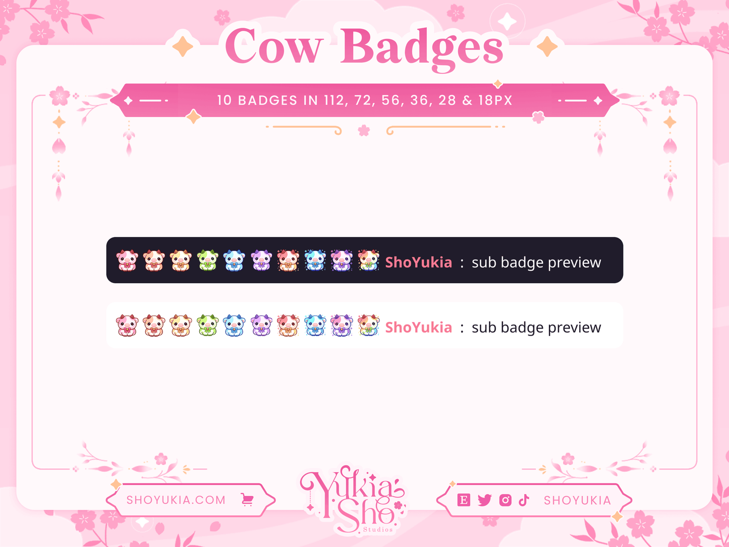 Kawaii Cow Sub Badges