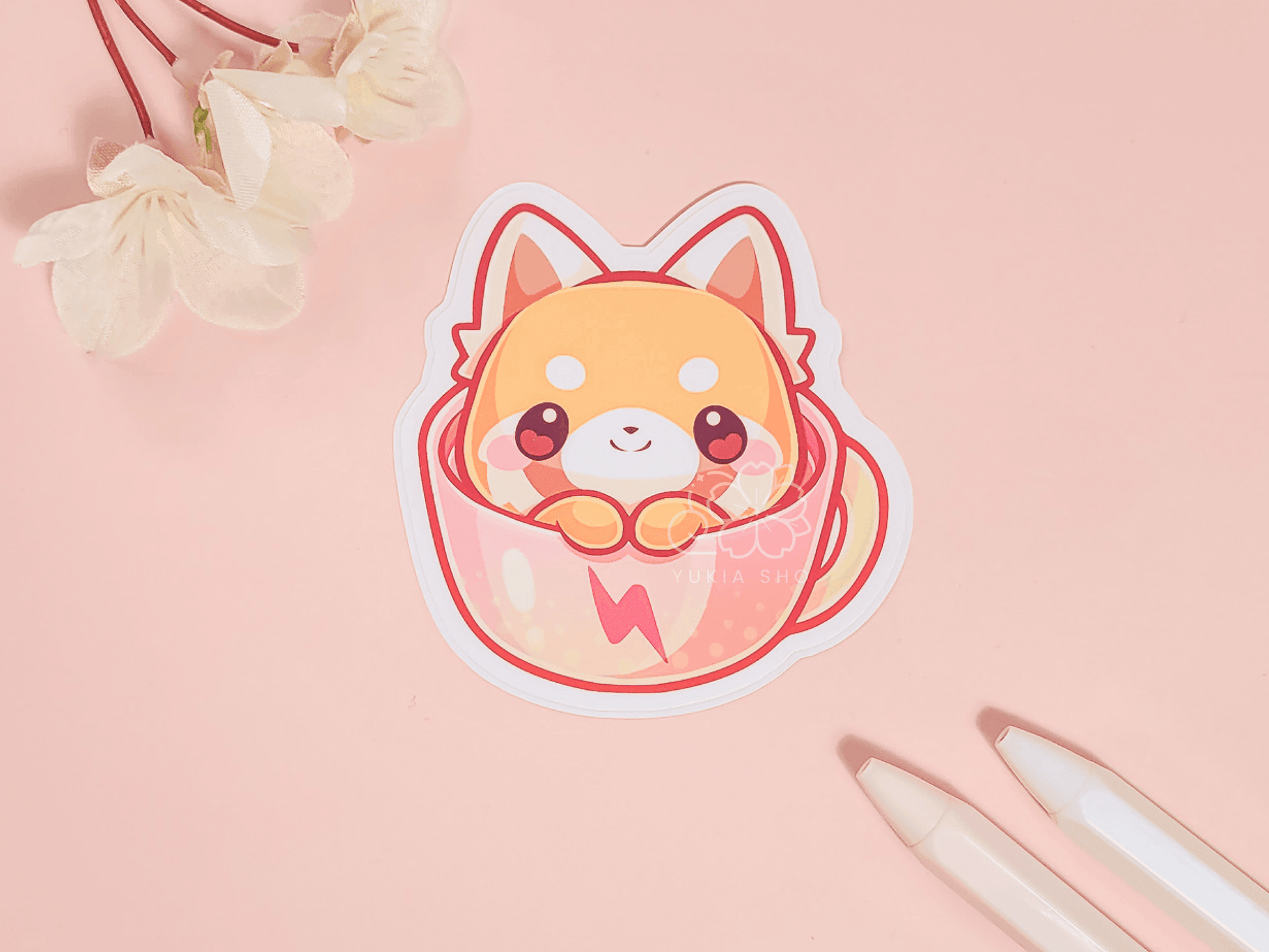 Kawaii Teacup Aggrets 3" Vinyl Sticker - Yukia Sho Studios Ltd.